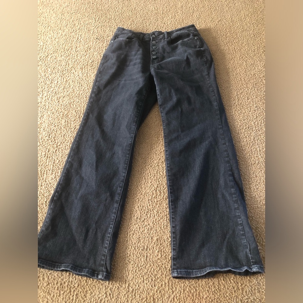 Judy Blue Jeans Womens 14W Black High Rise  Button Fly Denim Pants 30” Inseam